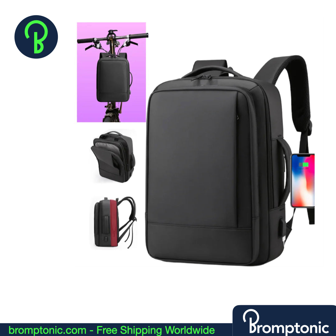 Brompton Business Backpack – Expandable Commuter Bag with Carrier Block Bracket (A/C/G/P/T Line)