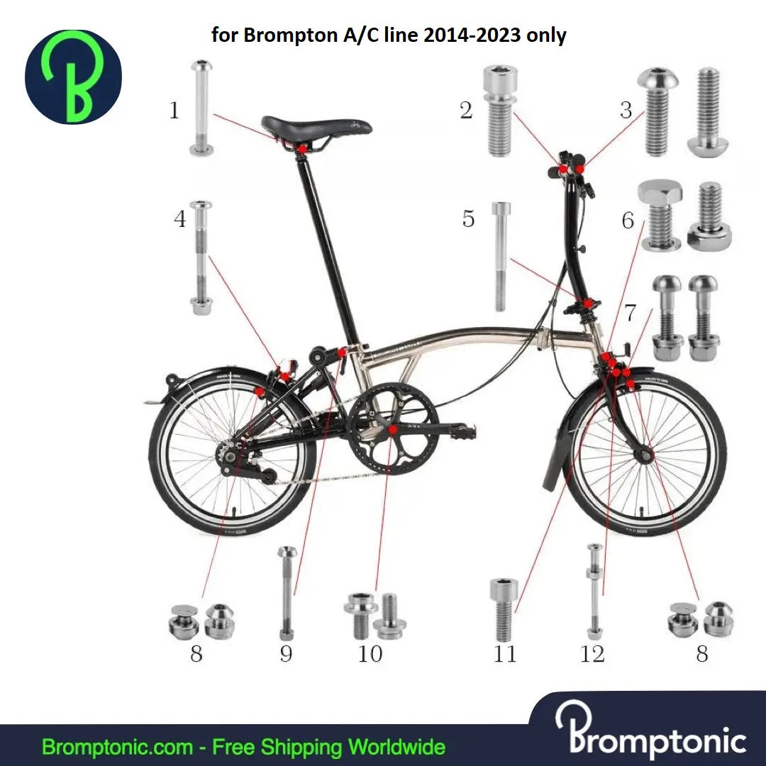 Jeu de boulons et vis en titane Brompton